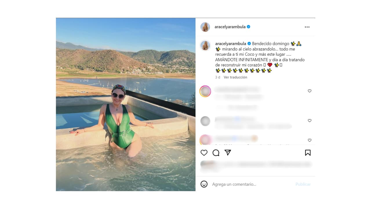 La actriz se dejó ver en traje de baño desde un lugar muy especial para su fallecida mamá.