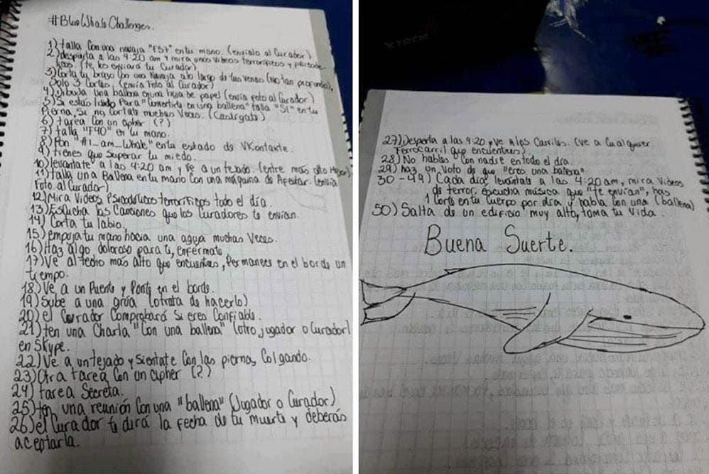 El reto de 'La ballena azul' alarmó a las familias de varios países del mundo, se trata de un juego viralizado que invita a los adolescentes a cumplir 50 pruebas (una por día), algunas de ellas piden automutilarse con navajas, ver películas de terror en la madrugada y hasta aventarse de un precipicio para suicidarse.
