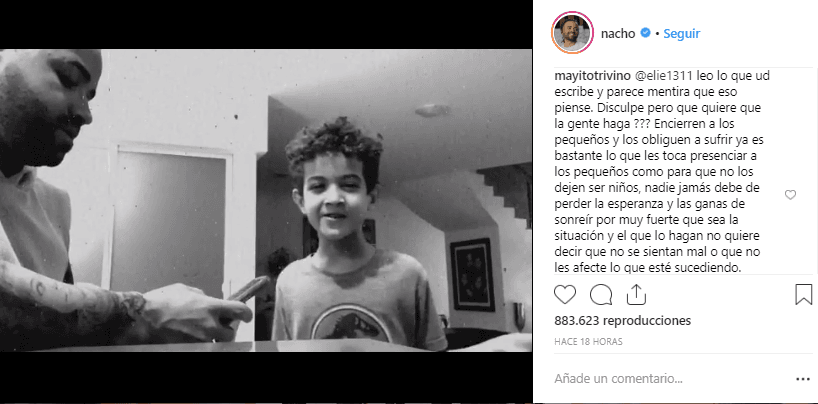 El domingo 24 de febrero, Nacho publicó un video donde aparece con su hijo contando chistes y pasando un momento divertido en familia.