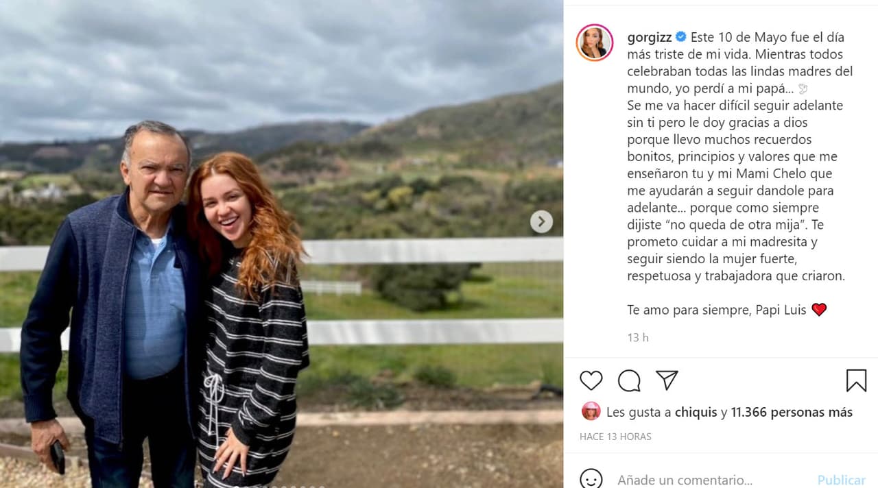En un mensaje que publicó la noche del martes 11, escribió que "mientras todos celebraban a todas las lindas madres del mundo",
<b><a href="https://www.instagram.com/p/COwnEaNAetj/" target="_blank">ella "perdió" a su papá. </a></b>
<br>