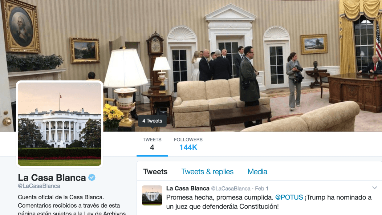White House Spanish-language Twitter account falls into disuse despite Trump's Twitter addiction