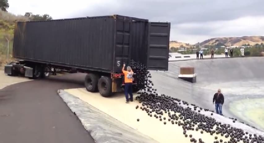 Pelotas plásticas para combatir sequía