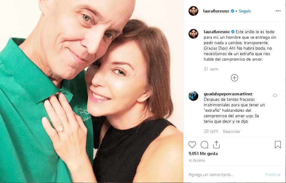 El 15 de abril de 2019 Laura Flores compartió en Instagram que su pareja Matthew Flannery le había entregado el anillo.
<br>