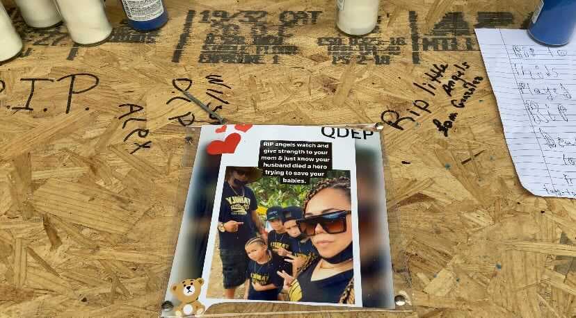 <b>Jasmín Santana Vega</b> pudo escapar de las llamas porque su esposo Alexis le pidió que saltara por una ventana en lo que él iba a rescatar a sus tres hijos. Fue trasladada al Temple Hospital para recibir tratamiento por quemaduras.