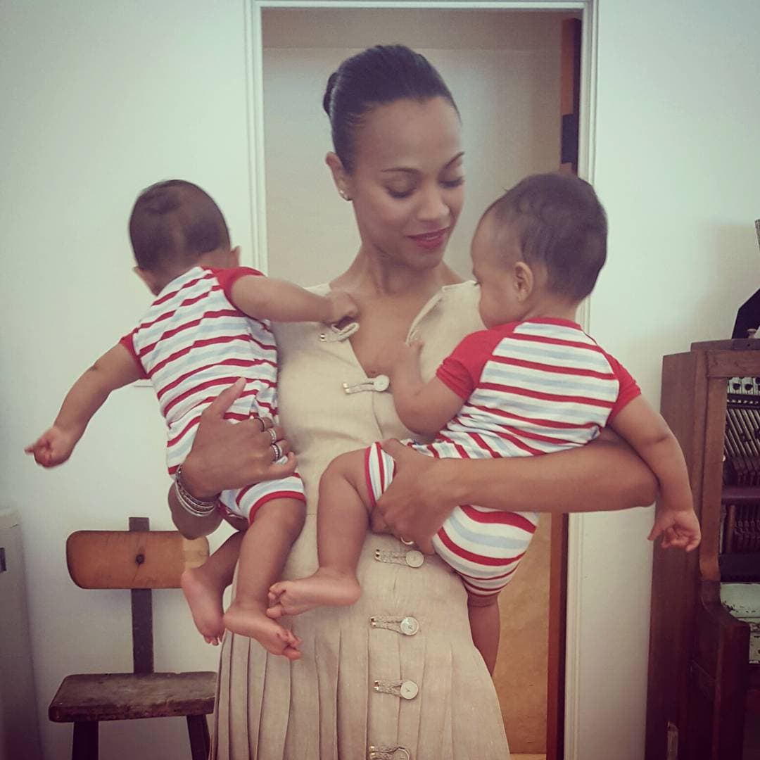 Zoe Saldaña sólo habla a sus gemelos en español o italiano