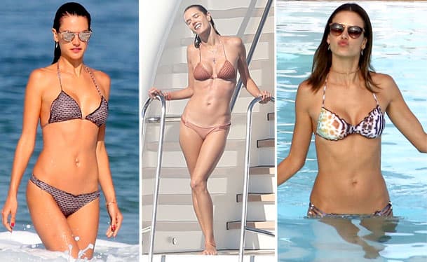 Alessandra Ambrosio nos derrite con sus curvas en bikini y tenemos una selecciones de sus mejores poses en esta prenda.