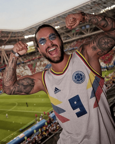 Maluma celebró el triunfo de Colombia con esta postal a la que agregó: "Fútbol. Fiesta. Orgullo por sus colores con unión de culturas. ¡Amo el Mundial!".
