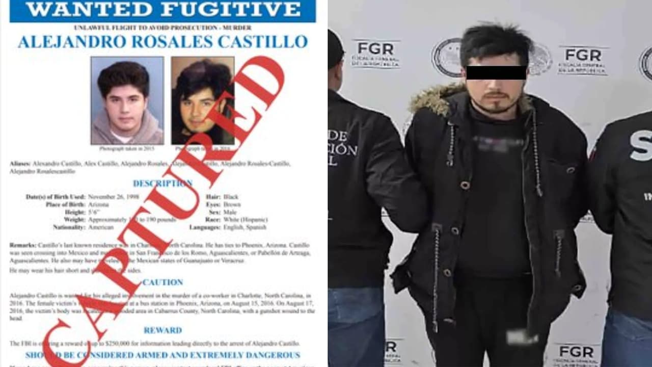 Capturan en México a Alejandro Rosales Castillo, fugitivo del FBI por asesinato en Carolina del Norte
