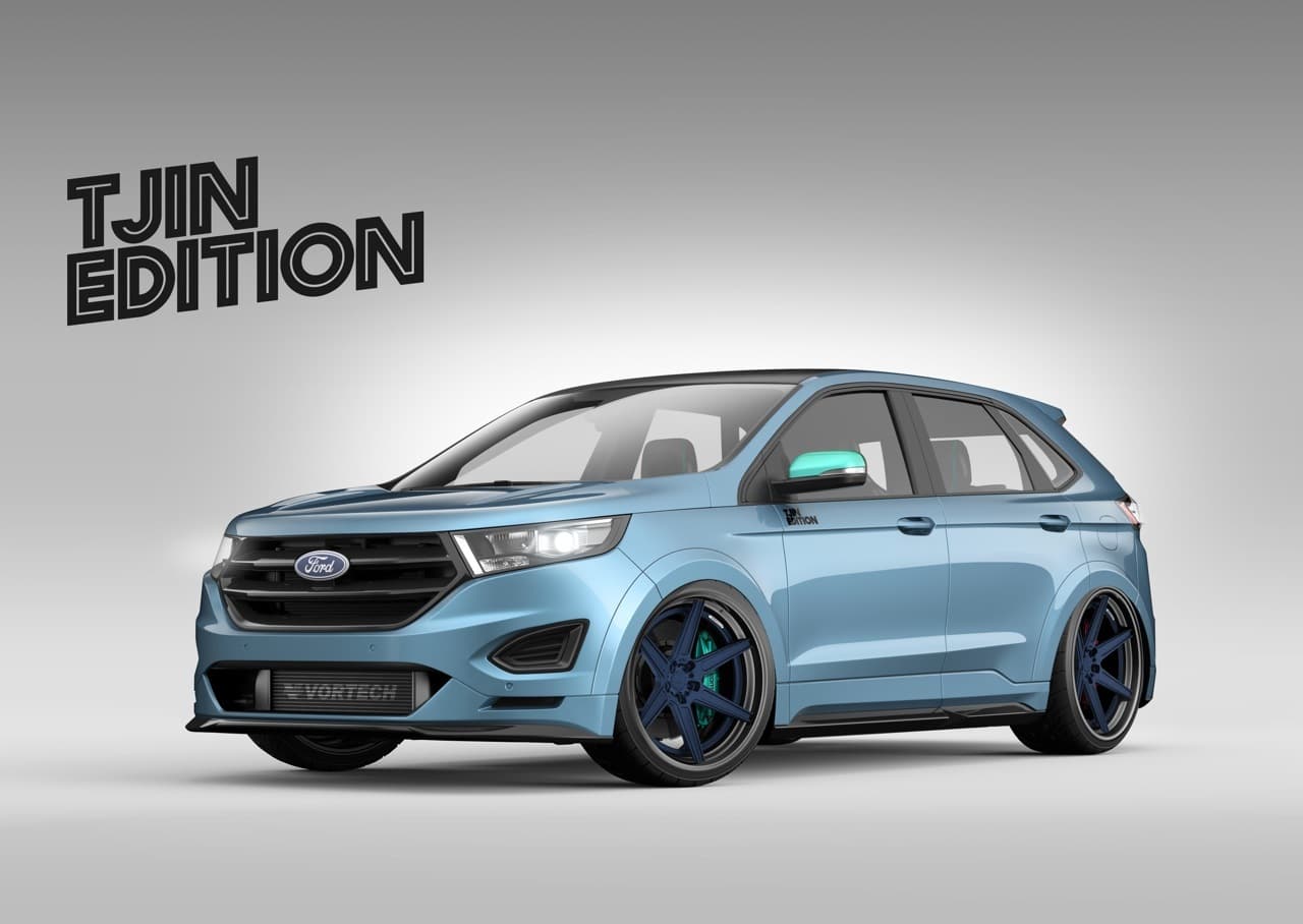 La Ford Edge Tjin Edition Sports nos muestra modificaciones de rendimiento junto una suspensión neumática avanzada, resaltados por un impresionante trabajo de pintura en azul Axalta Clipper que nos recuerda al clásico azul grabber de Ford.