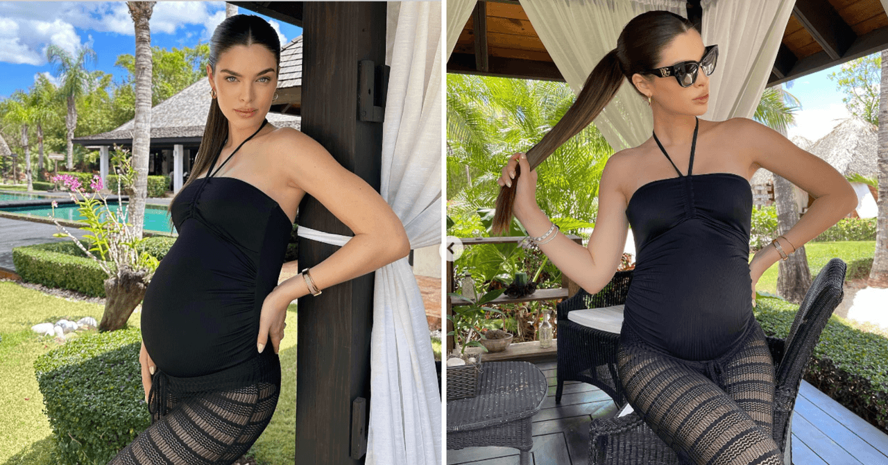 Nadia Ferreira presumió su pancita de embarazo en un traje de baño negro