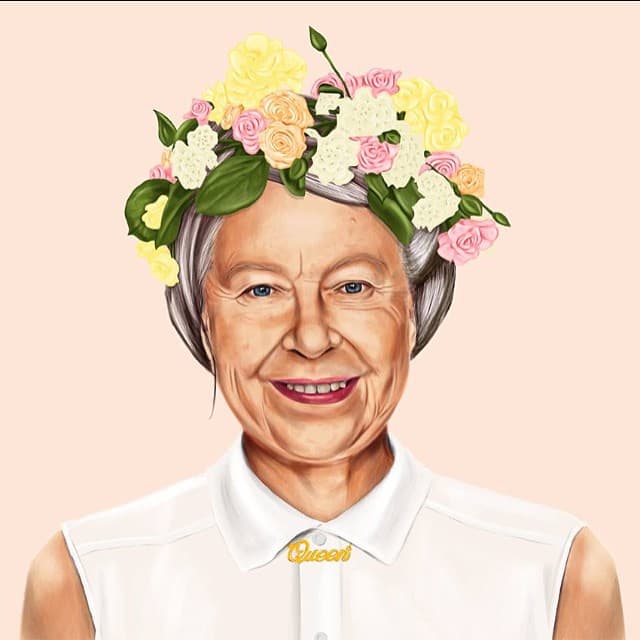La corona de flores le da a la reina Isabel II un aire mucho más jovial.
