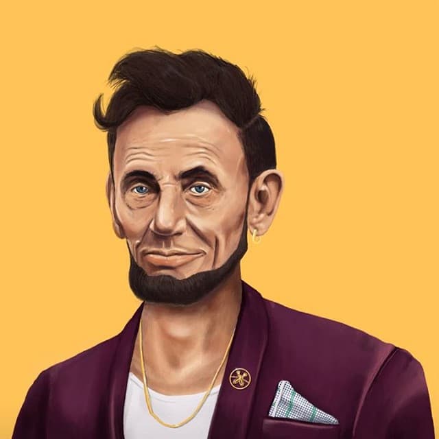 ¡Abraham Lincoln parece listo para presentarse en una pasarela! Amit Shimoni hizo un gran trabajo con cada una de sus ilustraciones.