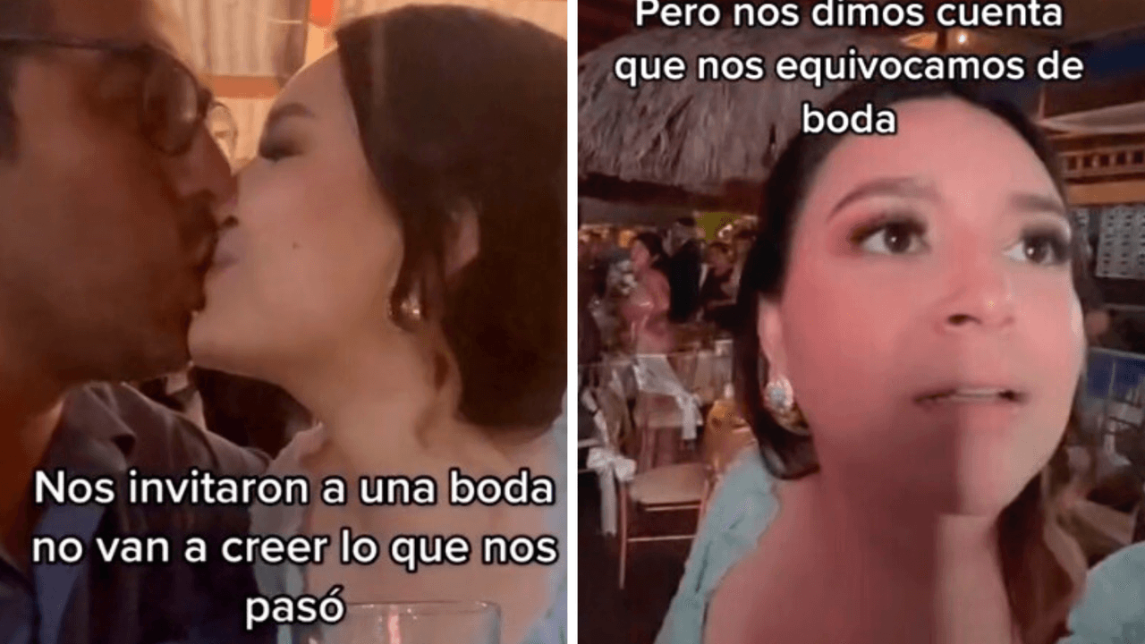 Pareja termina en boda de desconocidos por error y se queda al festejo: su TikTok viral