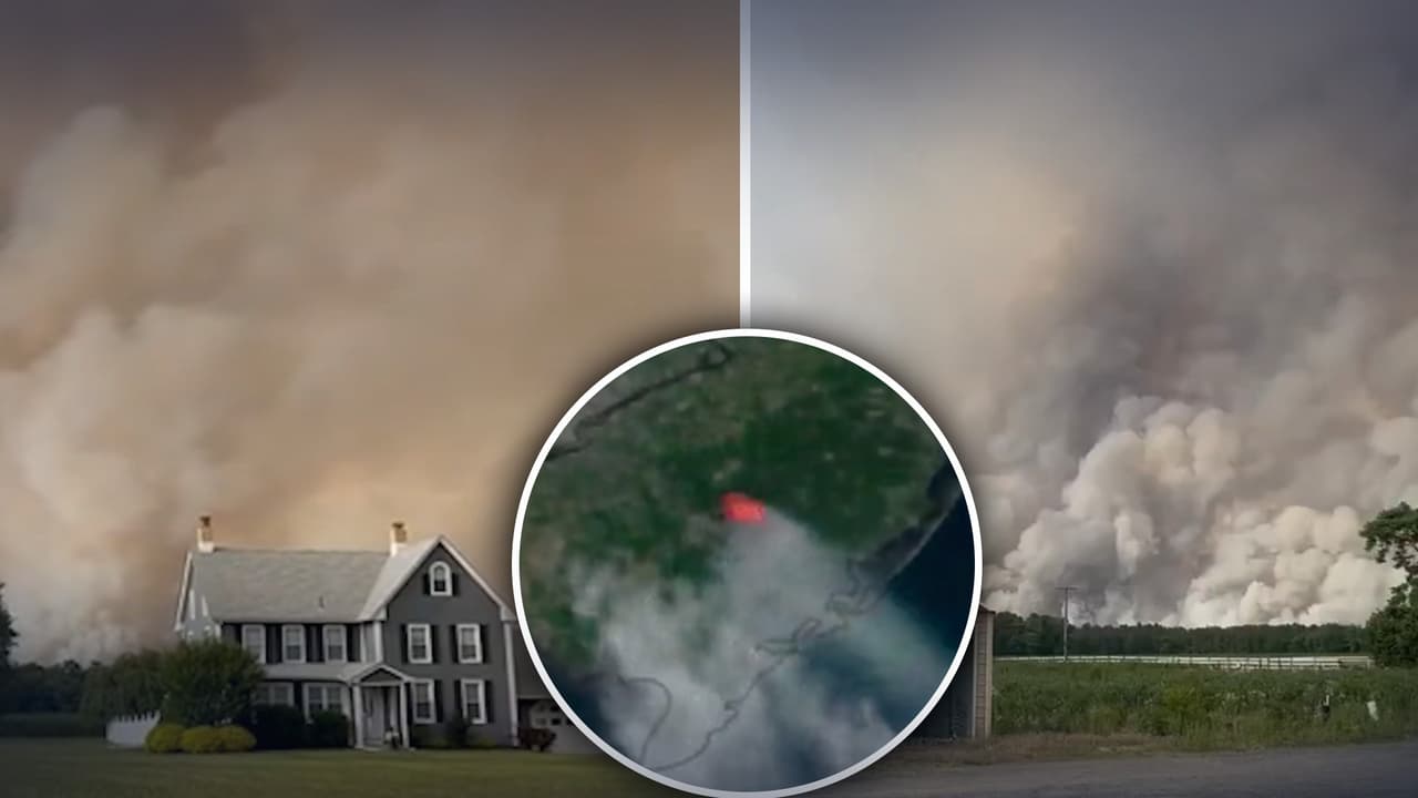 El incendio forestal Mullica River abarca 13,500 acres y se ve desde el espacio