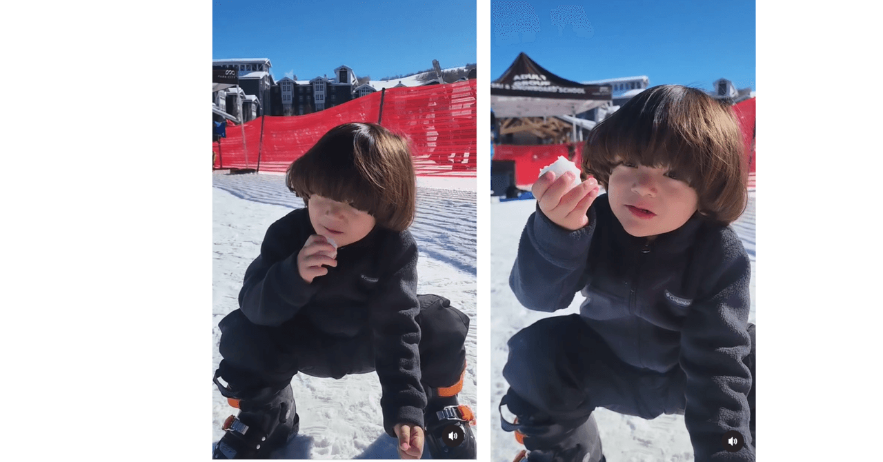 André, el hijo de Sherlyn, en la nieve