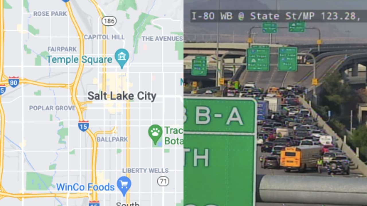 Camión deja caer escombros de concreto en la I-80 en Salt Lake City causando choques