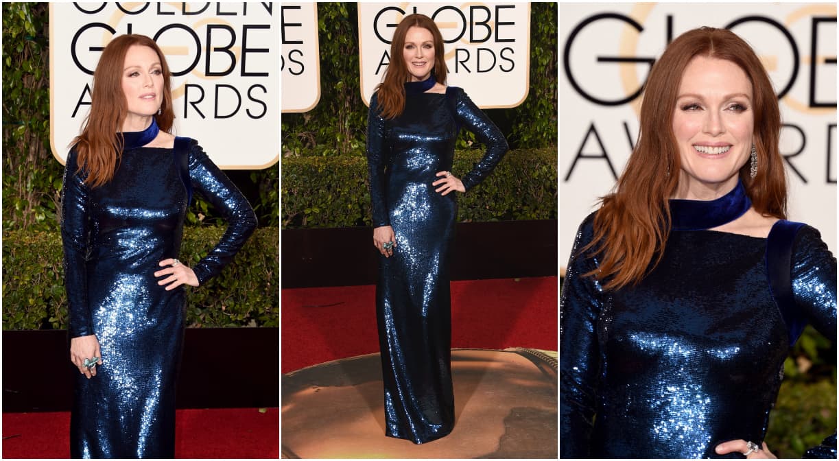 Con este vestido, Julian Moore nos devolvió a la época dorada de Tom Ford en el que el brillo, los colores intensos y las siluetas clásicas eran el mandato.