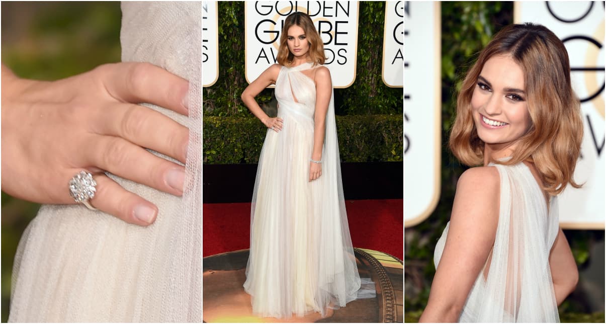 Lily James lució otro vestido blanco que irrumpió sobre la alfombra roja, este muy inspirado en los cortes clásicos y románticos.