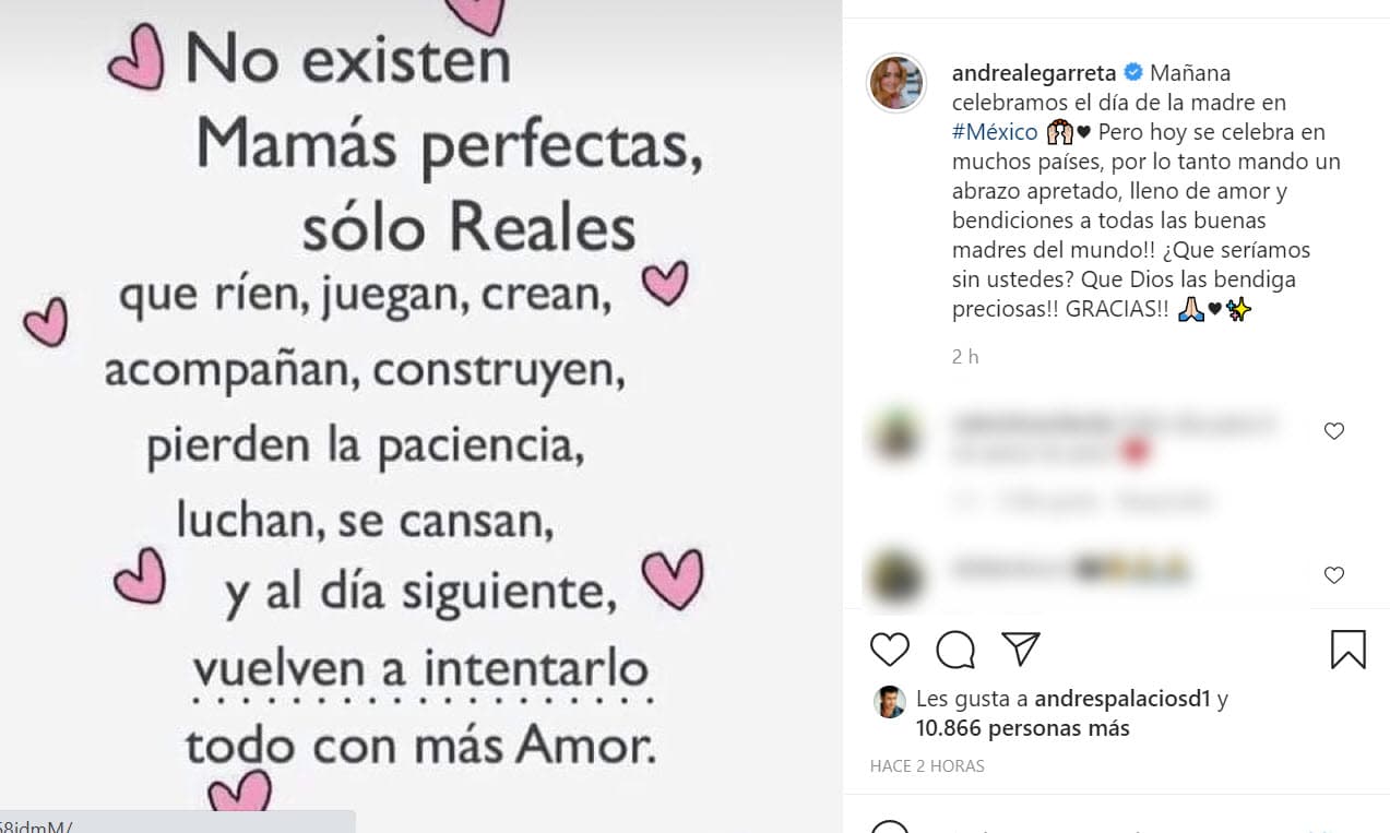 Andrea Legarreta compartió estas palabras y 
<b><a href="https://www.instagram.com/p/COqD_68jdmM/" target="_blank">mandó un abrazo "apretado" </a></b>a las mujeres que son madres.