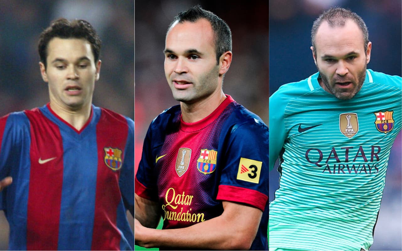Andrés Iniesta duró 16 años como profesional en Barcelona y así fueron sus cambios físicos en cada una de las temporadas.