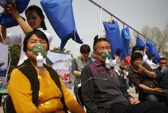 Había un tiempo limitado para permanecer conectado a las bolsas de aire puro y era de unos pocos minutos.