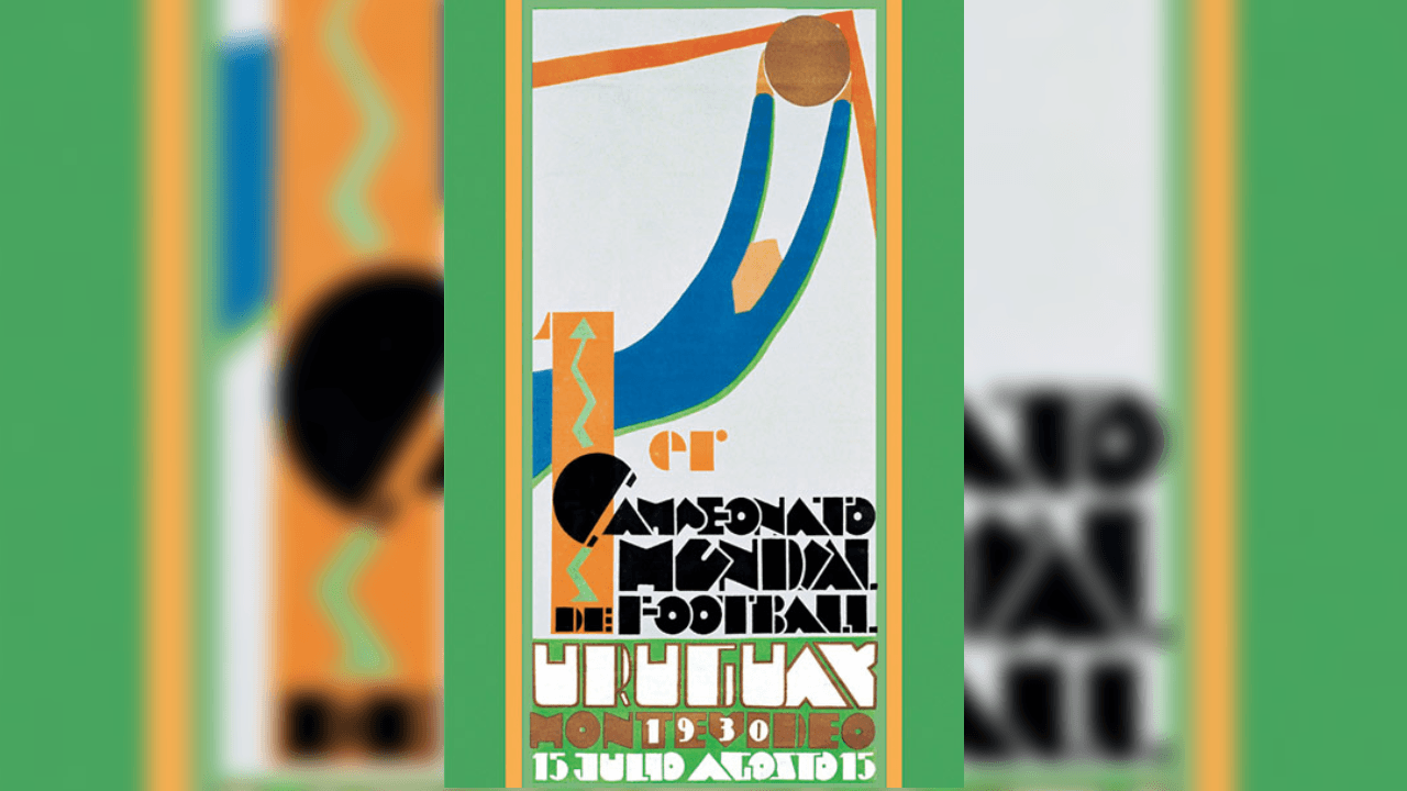 <b>Mundial Uruguay 1930</b>
<br>Fue la primera edición de Copa Mundial en la historia y se celebró en territorio uruguayo. Este fue el logo de la justa mundialista