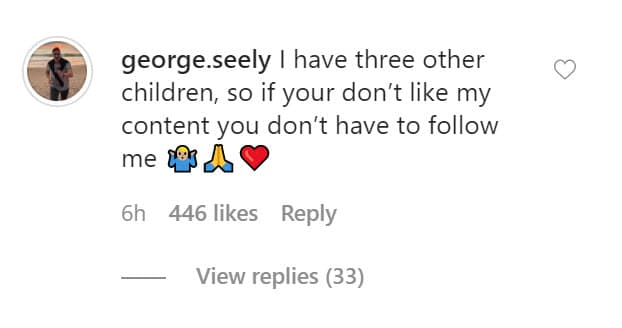 En una de las fotos escribió: "Tengo otros tres hijos, así que, si no te gusta mi contenido, 
<b><a href="https://www.univision.com/famosos/3-senales-de-que-no-fluye-la-comunicacion-entre-marlene-favela-y-el-padre-de-su-hija-george-seely-video" target="_blank">no tienes que seguirme</a></b>", pidió ante la ola de críticas de las que ha sido objeto tras el anuncio de su separación y anuncio de divorcio de la actriz mexicana. 
<br>