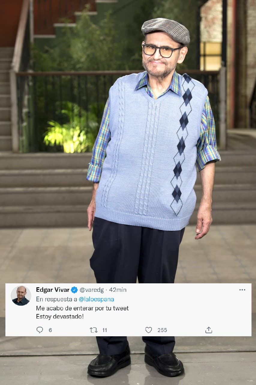 <b>Edgar Vivar</b> se unió al elenco en la reciente temporada y señaló que se enteró de sensible fallecimiento gracias al tuit de Lalo España.