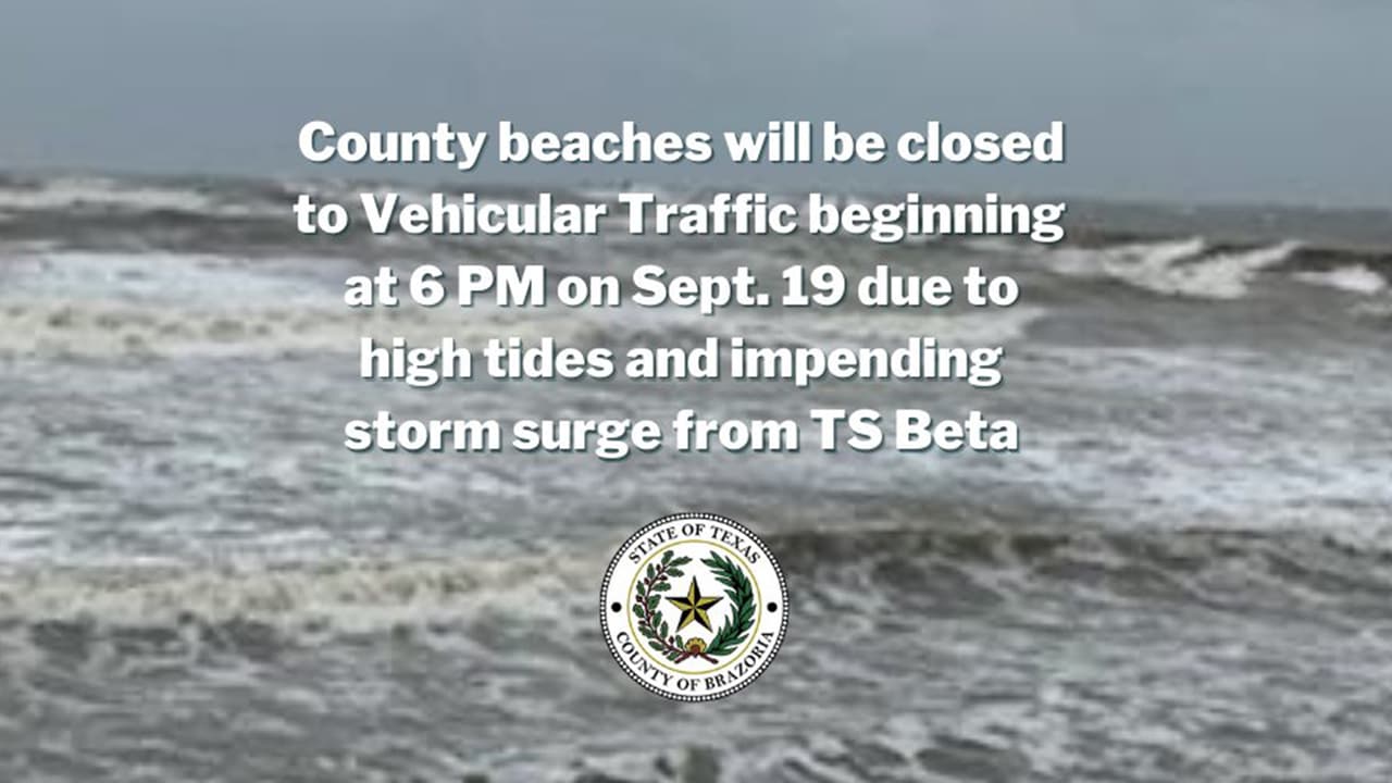 A partir del sábado 19 de septiembre a las 6 pm, las playas del
<b><a href="https://twitter.com/BrazoriaCounty/status/1307435266135724032/photo/1" target="_blank">condado Brazoria</a></b> estarán cerradas al tráfico vehicular debido a las mareas altas y la marejada ciclónica por la tormenta tropica Beta.