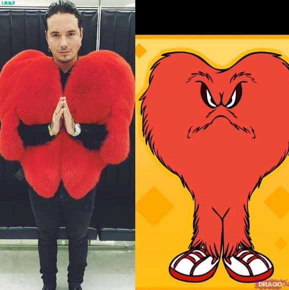 Y J Balvin con sus alocados outfits fue la diversión para sus fans... quienes le enviaban memes como éste.