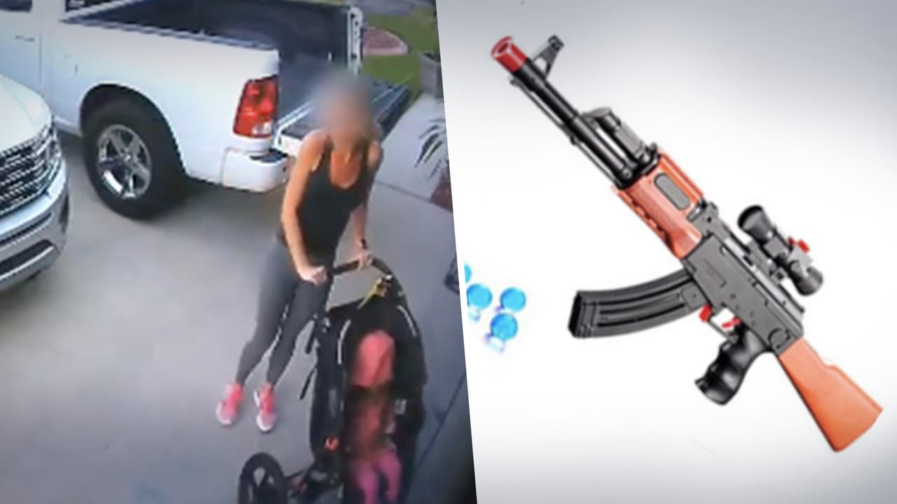 Orbeez Challenge: Video capta momento en que una madre que paseaba a su hija, es alcanzada por una perla de gel