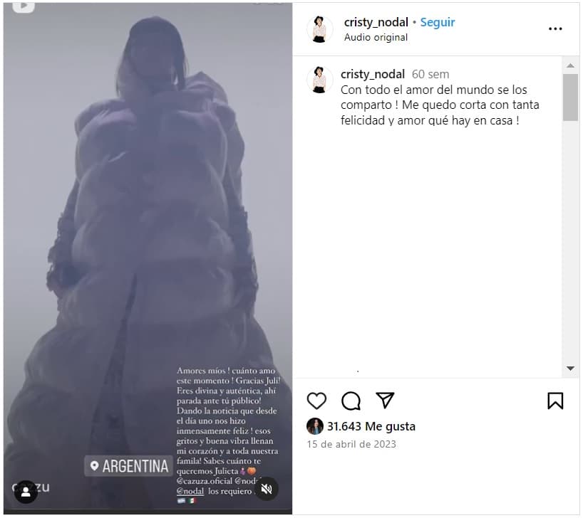Mamá de Nodal le dedicó cariñosas palabras cuando ella anunció que estaba embarazada.