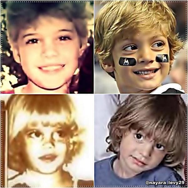 Como esta foto que subió el cubano a su cuenta de Instagram en 2015, donde hizo un comparativo de él (lado izquierdo) y su hijo (lado derecho), cuando tenían la misma edad.