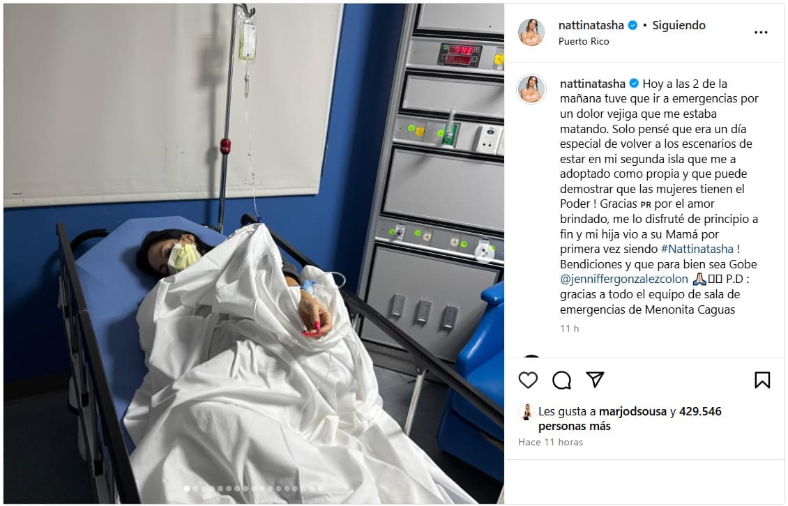Natti Natasha reveló que estuvo hospitalizada en Puerto Rico.