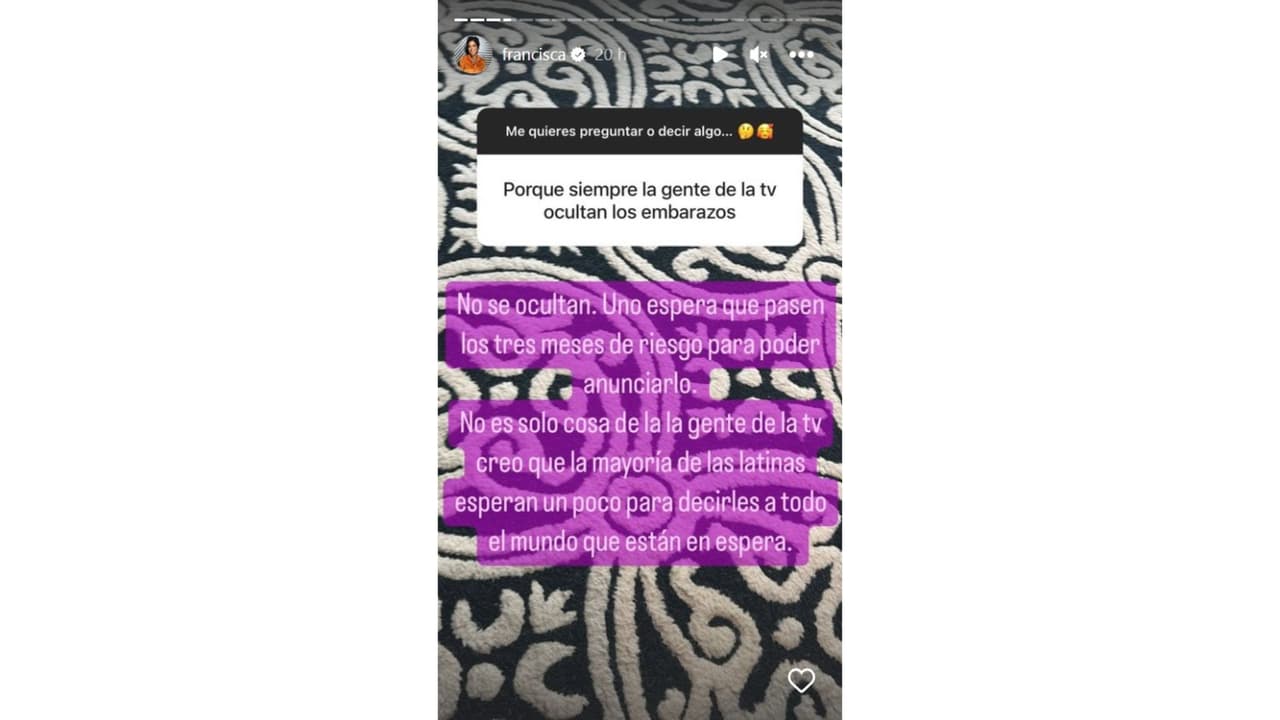 Francisca explica por qué anunció su embarazo tras superar los tres meses de gestación.
