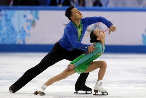 Los chinos Zhang Hao y Peng Cheng, pura armonía sobre la pista en los JJOO de Sochi. 