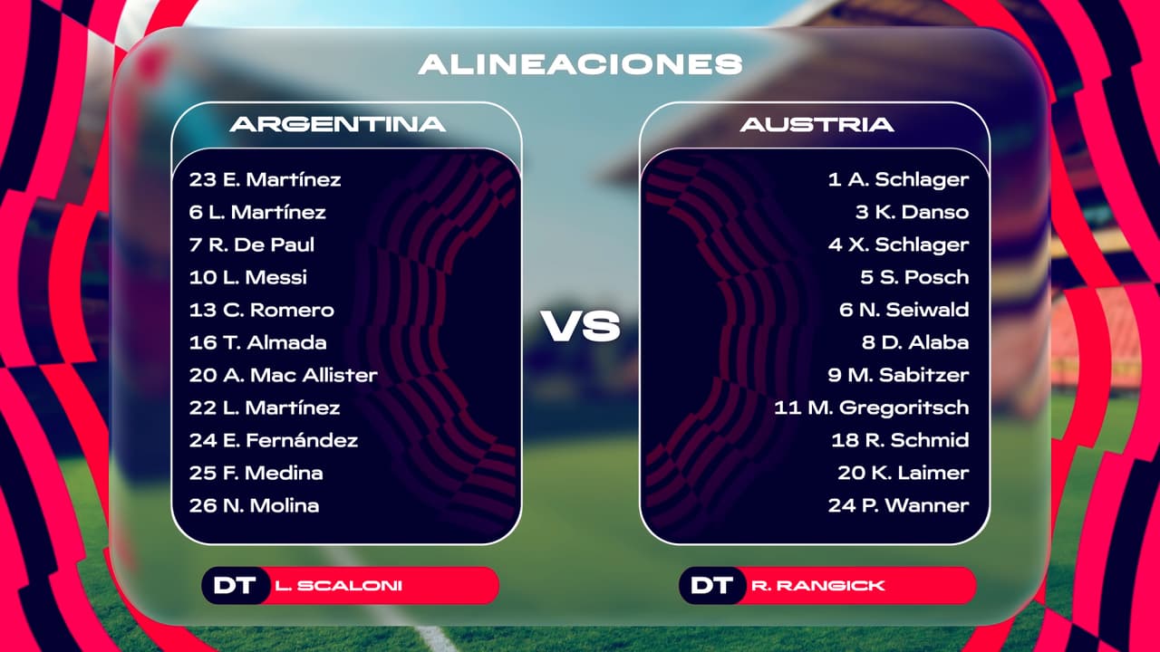 Argentina, con Messi de titular, hace un cambio en su 11 ante Austria