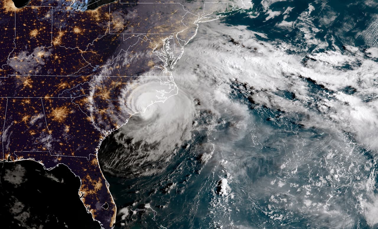 El ojo del huracán sobre la ciudad de Wilmington. Algunos modelos de pronóstico señalan que Florence viajará paralelo a las costas de Carolina del Norte y Carolina del Sur durante el viernes.