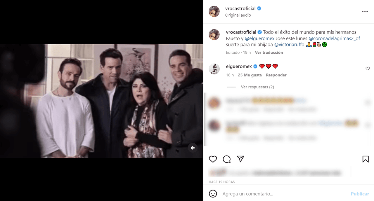 En el mensaje les desea éxito con la segunda parte de la telenovela y 
<b>se dirigió a Victoria Ruffo como su "ahijada".</b>
<br>