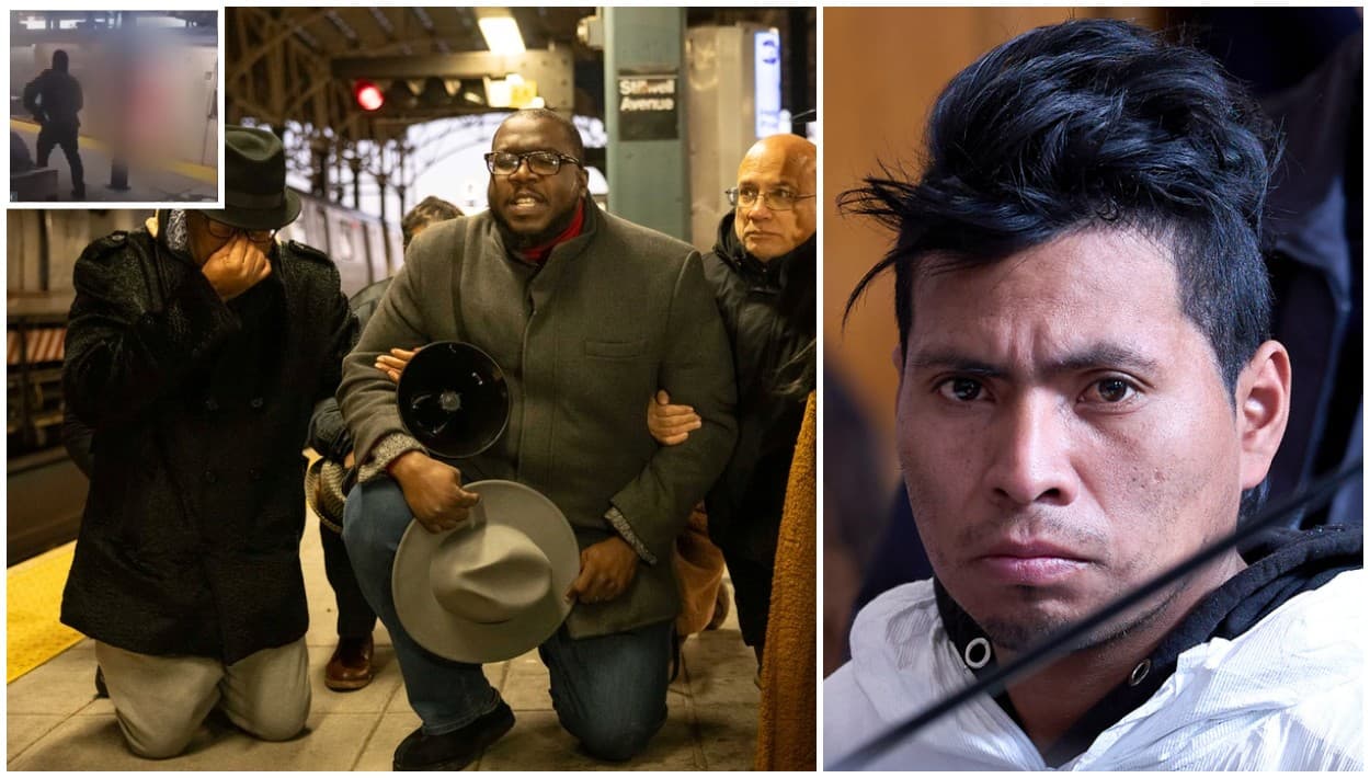 Súplica de rodillas en la estación del tren de Nueva York donde un hombre prendió en fuego a pasajera