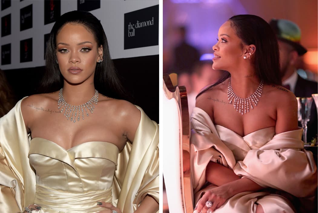 Otra cantante a la que he fallado la brújula fashionista es Rihanna, pues apareció con este fatal escote que dejó a todos impactados.