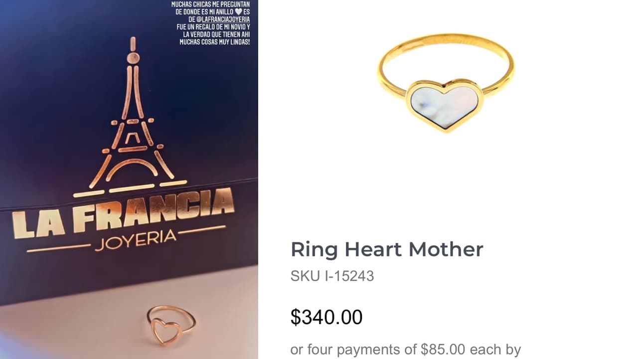 De acuerdo con la página de la joyería, el anillo que Toni Costa le regaló a su novia tiene un precio de 340 dólares.