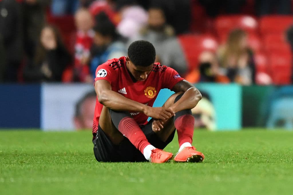 Con este imagen de Marcus Rashford, que se explica sola, Manchester United y Valencia CF empataron 0-0 en Old Trafford tras 90 minutos de tedio y un juego gris.