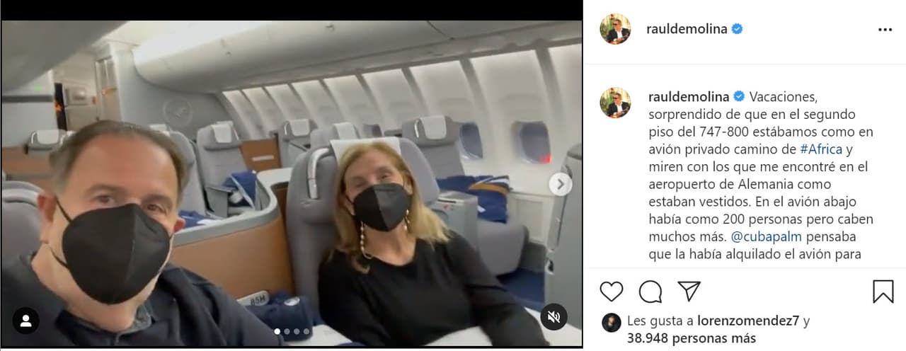 Pero arriba del avión, la aeronave era casi para ellos solos, pues eran muy pocos pasajeros en la cabina en la que ellos estaban: "
<b><a href="https://www.univision.com/shows/el-gordo-y-la-flaca/raul-de-molina-explica-por-que-y-quien-es-el-responsable-de-las-peleas-entre-el-y-su-esposa-mily-video" target="_blank">Mily pensaba que la había alquilado el avión</a></b> para ella ja ja", relató El Gordo. 
<br>