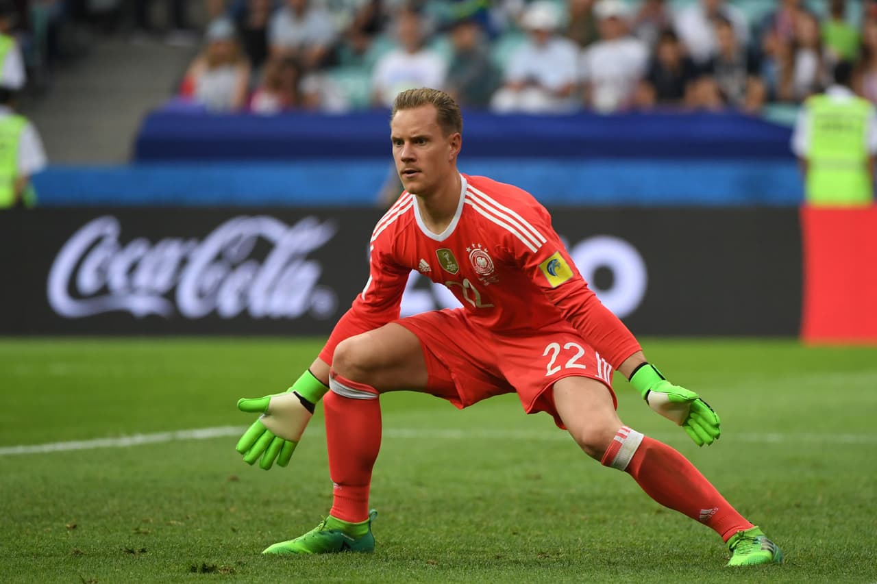 Germany's goalkeeper Marc-Andre Ter Stegen waits to block a shot on goal during the 2017 FIFA Confederations Cup group B football match between Germany and Cameroon at the Fisht Stadium Stadium in Sochi on June 25, 2017. / AFP PHOTO / Patrik STOLLARZ (Photo credit should read PATRIK STOLLARZ/AFP/Getty Images)