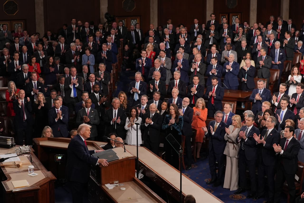 President Donald Trump gives his State of the Union address to a joint session of Congress, at the Capitol in Washington, Tuesday, Feb. 24, 2026. (AP Photo/J. Scott Applewhite)