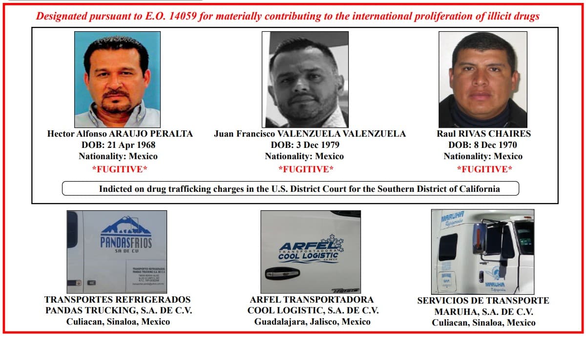 EEUU acusa a red de camioneros de traficar droga para el Cartel de Sinaloa 