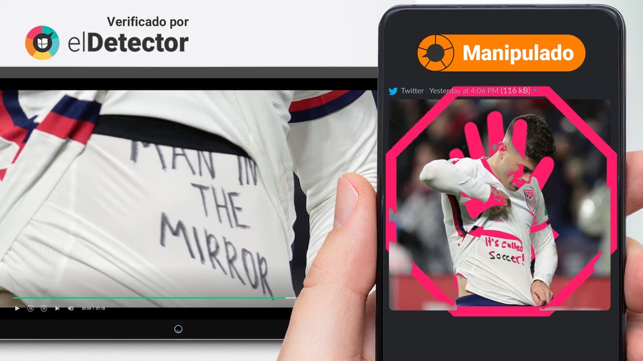 Esta imagen viral del futbolista Christian Pulisic con un mensaje en su camiseta fue manipulada 