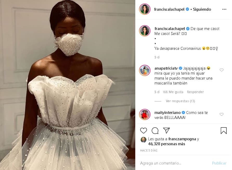"De que me casó, me casó", apuntó Fran en Instagram hace unos días junto a una foto que muestra las nuevas tendencias en vestidos de novias y de inmediato sus amigas de Univision se hicieron presentes.