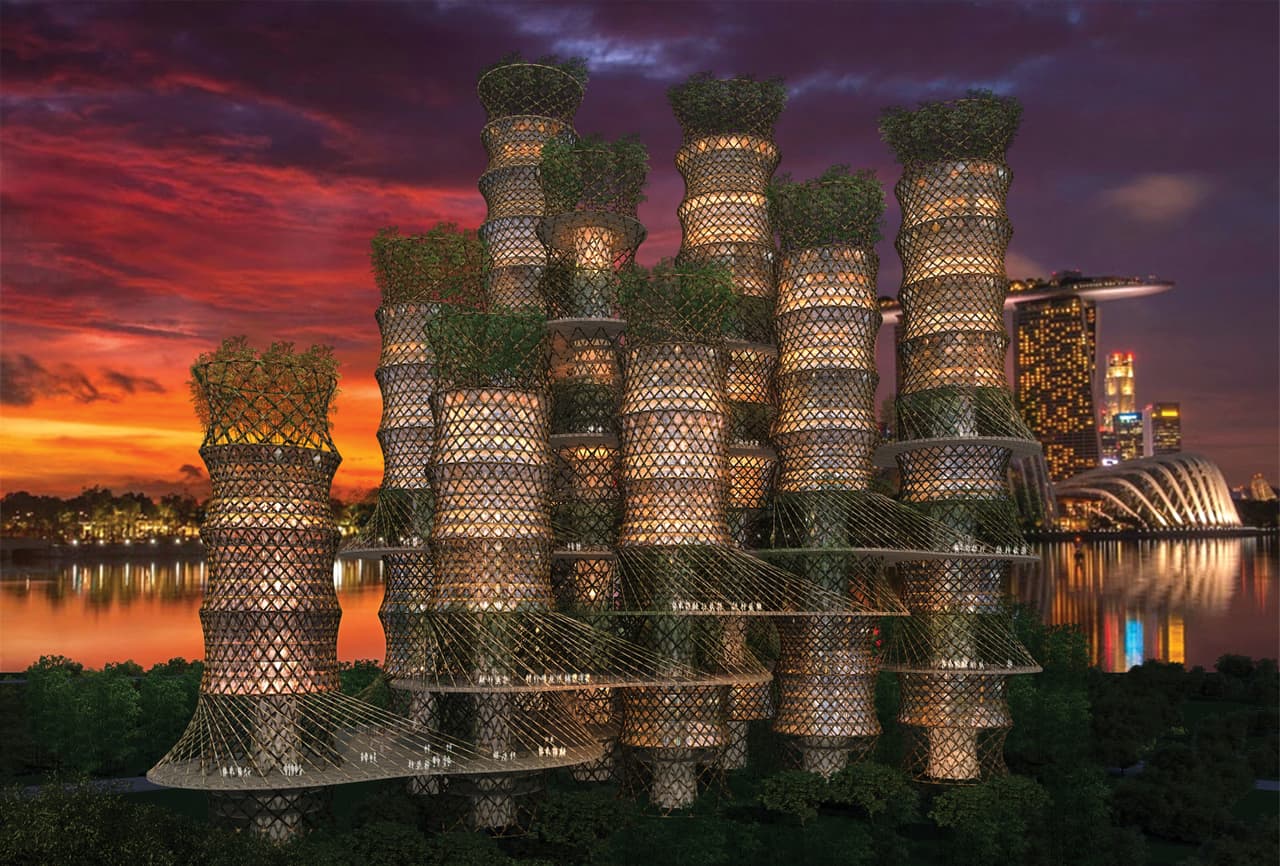 Es conocido el uso del bambú en construcción, pero este proyecto finalistas del Festival Mundial de Arquitectura 2015 va mucho más lejos al imaginar rascacielos de este material que superarían los 200 metros.
